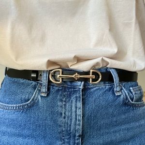 Massimo Dutti Leather Belt with double long buckle